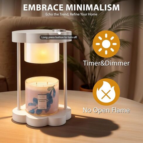 Xuoity Cloud Candle Warmer Lamp مع باهتة، مؤقت 0-6 ساعات، ظل زجاجي مع نقل الضوء، ديكور منزلي أنيق، هدية الترحيب بالمنزل، سخان شموع معطرة، هدية للأم، عاجي in Kuwait