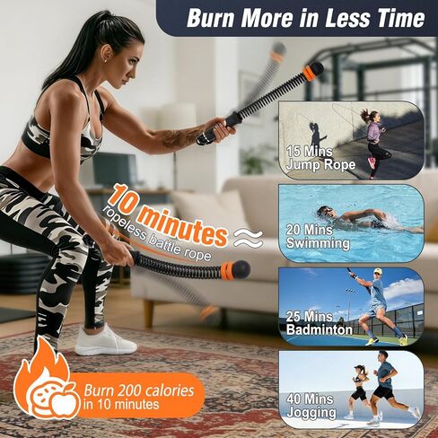 Adjustable Ropeless Battle Ropes, Weighted Cordless Battle Ropes for Home Gym, Quiet Non-Slip Exercise Ropes for Home Workout, Portable Battle Rope for HIIT Strength & Low-Impact Cardio in Saudi Arabia