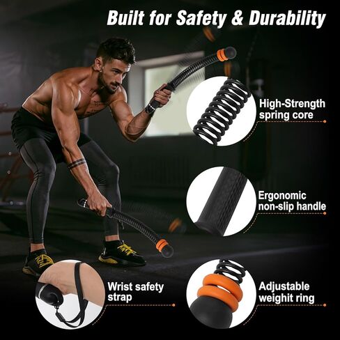 Adjustable Ropeless Battle Ropes, Weighted Cordless Battle Ropes for Home Gym, Quiet Non-Slip Exercise Ropes for Home Workout, Portable Battle Rope for HIIT Strength & Low-Impact Cardio in Saudi Arabia