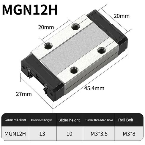 MGN7 MGN9 MGN12 MGN15 1 * شريحة السكك الحديدية المصغرة + 1000 مم / قطعة واحدة فقط من الكتلة الخطية السوداء (MGN12H، 1000 مم) in Kuwait