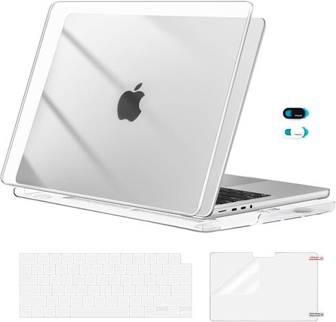 حافظة MOSISO متوافقة مع جهاز MacBook Pro 14 بوصة 2025-2021 M5 M4 M3 M2 M1 A3434 A3112 A3185 A3401 A2918 A2992 A2779 A2442، حافظة بلاستيكية صلبة وغطاء لوحة مفاتيح وغطاء شاشة وغطاء كاميرا ويب، شفاف كريستالي in Saudi Arabia