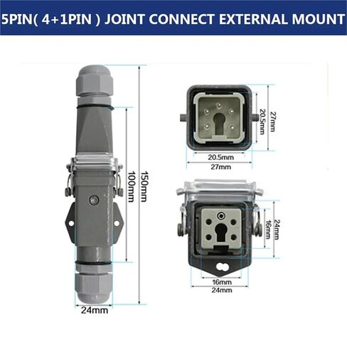 Heavy Duty Connector 5core (4+1) 10A Rectangular Aviation Male Female Industrial Top and Side Line 1Pcs(Cable Joint Connect) in Saudi Arabia
