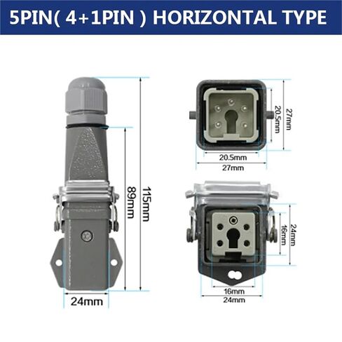 Heavy Duty Connector 5core (4+1) 10A Rectangular Aviation Male Female Industrial Top and Side Line 1Pcs(Cable Joint Connect) in Saudi Arabia