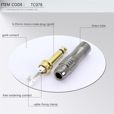 10PCS 6.35MM Audio and Video Plug Connector 6.3MM Mono Color Plug Microphone Jack in Kuwait
