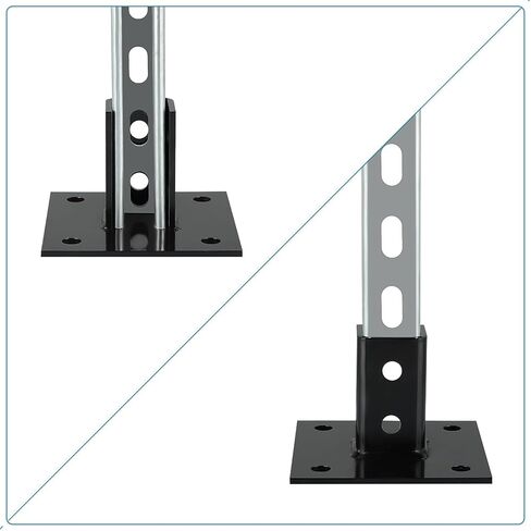 Skelang Post Base, 4 Holes Square Post Bracket, Strut Base Mount for 1-5/8" Single Strut Channel, Black, Pack of 2 in Saudi Arabia