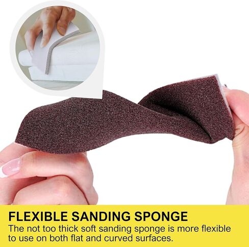Sanding Sponge, 12 PCS 90 Grit Sanding Pads for Furniture Wood Metal Drywall Model Polishing, Dry Wet Foam Hand Sander Block, Washable and Reusable in Kuwait