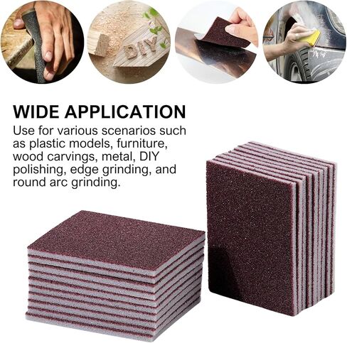 Sanding Sponge, 12 PCS 90 Grit Sanding Pads for Furniture Wood Metal Drywall Model Polishing, Dry Wet Foam Hand Sander Block, Washable and Reusable in Kuwait