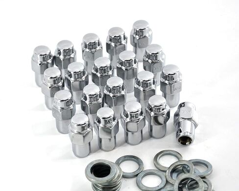 Set of 20 pcs Wheel Lug Nuts 7/16", 13/16" Hex/Wrench, Total Length 1.68"(42.67mm), 2-PC Standard Mag Chrome Lug Nuts Set with Washer in Saudi Arabia