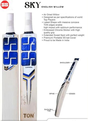 SS Sky English Willow Premium Cricket Bat, Size 4 in Saudi Arabia