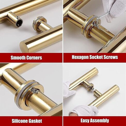 Heavy Duty Stainless Steel Sliding Barn Door Handle – H-Shape Push Pull Bar for Glass, Wood, Front, Bathroom, Commercial Doors(100cm/39.4in) in Kuwait