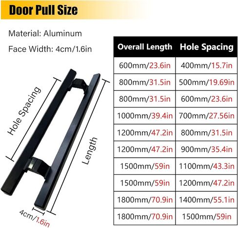 Door Handle Sliding Barn Door Handle Barn Door Push Pull Handle, Aluminum Heavy Duty Glass Door Handles, Commercial Entrance Entry Front Door Pulls for Office, Garage in Saudi Arabia