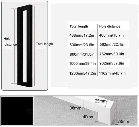 Heavy-Duty Commercial Grade Push Pull Door Handle, White Finish, Barn Door Pull Handle for Glass, Wood, Aluminum Doors(1000 * 962mm) in Kuwait