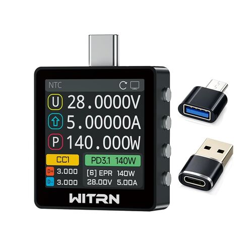 K2 USB Voltage & Current Meter – Type-C 24P Through-Mode, PD3.1/EPR 28 V Protocol Detection, Color IPS Screen, 3.3-48V/0-6A (10A Peak) Measurement, USB-C Charger & Cable Tester (K2R) in Kuwait