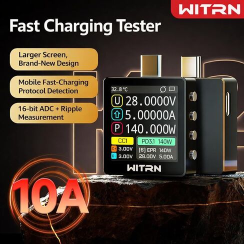 K2 USB Voltage & Current Meter – Type-C 24P Through-Mode, PD3.1/EPR 28 V Protocol Detection, Color IPS Screen, 3.3-48V/0-6A (10A Peak) Measurement, USB-C Charger & Cable Tester (K2R) in Saudi Arabia