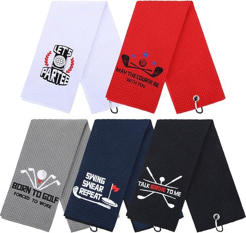 Moukeren 6 Pcs Funny Golf Towel with Clips Embroidered Golf Microfiber Towel for Bags for Men Women Birthday Retirement Gifts for Fans in Saudi Arabia