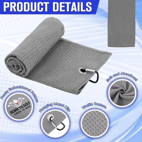 Moukeren 6 Pcs Funny Golf Towel with Clips Embroidered Golf Microfiber Towel for Bags for Men Women Birthday Retirement Gifts for Fans in Saudi Arabia
