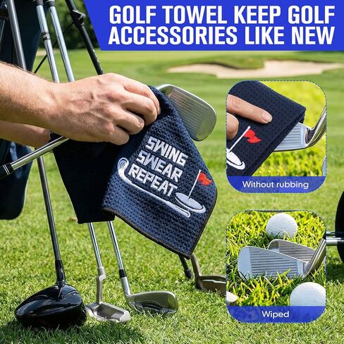 Moukeren 6 Pcs Funny Golf Towel with Clips Embroidered Golf Microfiber Towel for Bags for Men Women Birthday Retirement Gifts for Fans in Saudi Arabia