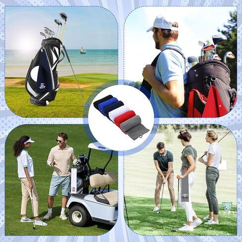 Moukeren 6 Pcs Funny Golf Towel with Clips Embroidered Golf Microfiber Towel for Bags for Men Women Birthday Retirement Gifts for Fans in Saudi Arabia