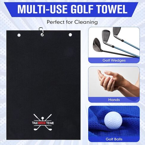 Moukeren 6 Pcs Funny Golf Towel with Clips Embroidered Golf Microfiber Towel for Bags for Men Women Birthday Retirement Gifts for Fans in Saudi Arabia