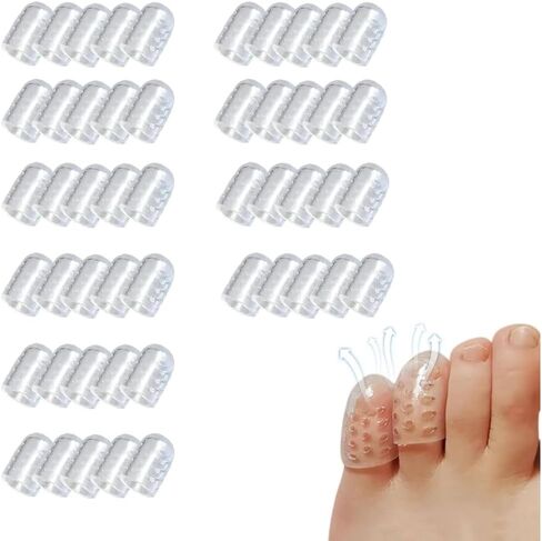 30Pcs Silicone Toe Protectors, Gel Anti-Friction Toe Protector Breathable Toe Caps Guards for Women, Soft Little Toe Covers Silicone Toe Sleeves for Corns, Blisters and Pain Relief in Kuwait