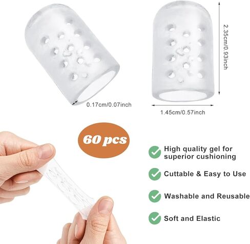 30Pcs Silicone Toe Protectors, Gel Anti-Friction Toe Protector Breathable Toe Caps Guards for Women, Soft Little Toe Covers Silicone Toe Sleeves for Corns, Blisters and Pain Relief in Kuwait