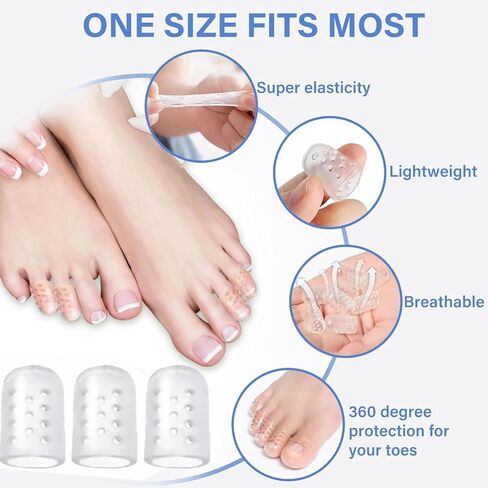 30Pcs Silicone Toe Protectors, Gel Anti-Friction Toe Protector Breathable Toe Caps Guards for Women, Soft Little Toe Covers Silicone Toe Sleeves for Corns, Blisters and Pain Relief in Kuwait
