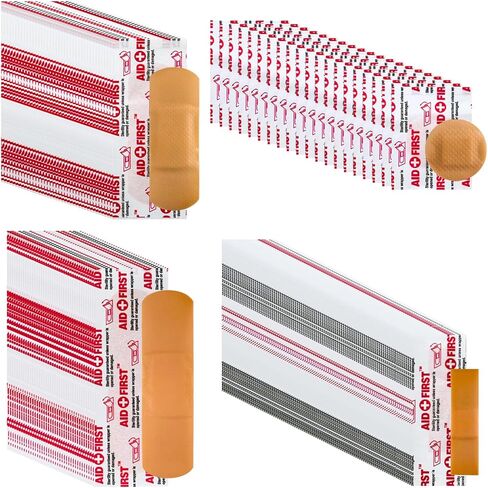 200 قطعة من الضمادات اللاصقة الصغيرة، مجموعة متنوعة من الضمادات بأحجام مختلفة، ضمادات لاصقة مرنة مقاومة للماء من البولي إيثيلين للإسعافات الأولية والعناية بالجروح in Kuwait