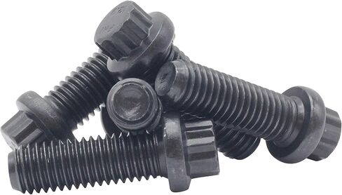 (5pcs) BelMetric M10X40 Metric External 12-Point Hardened 12.9 Flange Bolt, ASME-ANSI B18.2.5M, Black Phosphate, BTP10X40BLK-5 in Kuwait