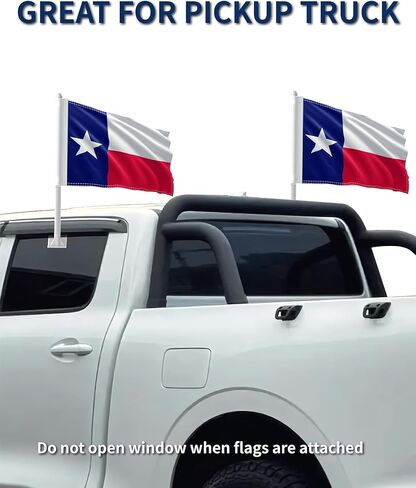 Heavy Duty 2 Pack Texas State Car Flags 11" x 17", Double Sided Small Texas State Flag for Car Window, Tear-Resistant 2-Layer Warp-Knitted Polyester with Thickened Pole & Secure Window Clip for Car Truck SUV in Saudi Arabia