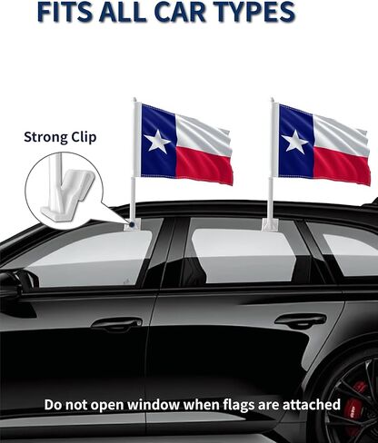 Heavy Duty 2 Pack Texas State Car Flags 11" x 17", Double Sided Small Texas State Flag for Car Window, Tear-Resistant 2-Layer Warp-Knitted Polyester with Thickened Pole & Secure Window Clip for Car Truck SUV in Saudi Arabia