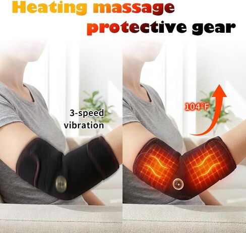 Heated Arm Massager Elbow Brace for Tendonitis Tennis Elbow Pain Relief, Portable Heating Pad Sleeve with Massage and Compression Support for Cubital Tunnel Ulnar Nerve in Saudi Arabia