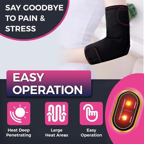 Heated Arm Massager Elbow Brace for Tendonitis Tennis Elbow Pain Relief, Portable Heating Pad Sleeve with Massage and Compression Support for Cubital Tunnel Ulnar Nerve in Saudi Arabia