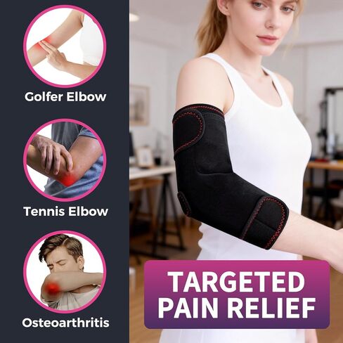 Heated Arm Massager Elbow Brace for Tendonitis Tennis Elbow Pain Relief, Portable Heating Pad Sleeve with Massage and Compression Support for Cubital Tunnel Ulnar Nerve in Saudi Arabia