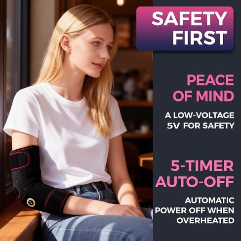 Heated Arm Massager Elbow Brace for Tendonitis Tennis Elbow Pain Relief, Portable Heating Pad Sleeve with Massage and Compression Support for Cubital Tunnel Ulnar Nerve in Saudi Arabia