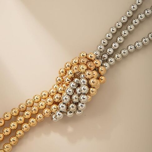 Vintage Layered Pearl Choker Necklace for Women Chunky Adjustable Knot Pearls Choker Necklace Fashion String Beads Necklace Jewelry Accessories in Saudi Arabia