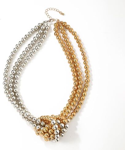 Vintage Layered Pearl Choker Necklace for Women Chunky Adjustable Knot Pearls Choker Necklace Fashion String Beads Necklace Jewelry Accessories in Saudi Arabia