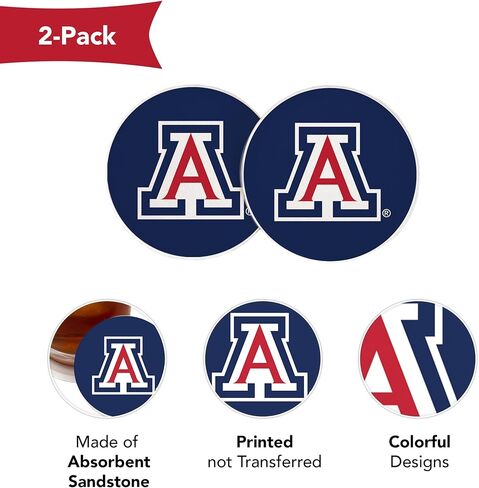 Desert Cactus University of Arizona Car Coaster UA Wildcats Absorbent Sandstone Car Cup Coasters Set of 2 (Design A) in Saudi Arabia