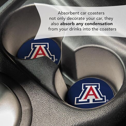 Desert Cactus University of Arizona Car Coaster UA Wildcats Absorbent Sandstone Car Cup Coasters Set of 2 (Design A) in Saudi Arabia
