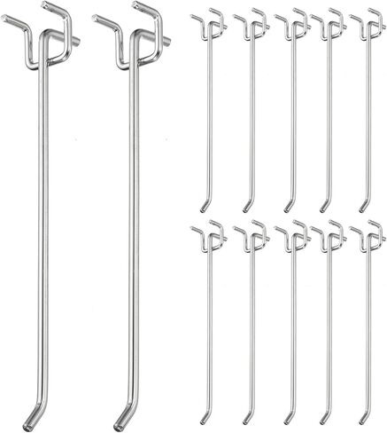 uxcell 12 Pcs Pegboard Hooks, 7.9 Inch Peg Board Hooks Kit Fit 1/5" Pegboard Garage for Hanging Shelving Tool Storage Craft Organizing, Silver Tone (1mm Hole Dia) in Saudi Arabia