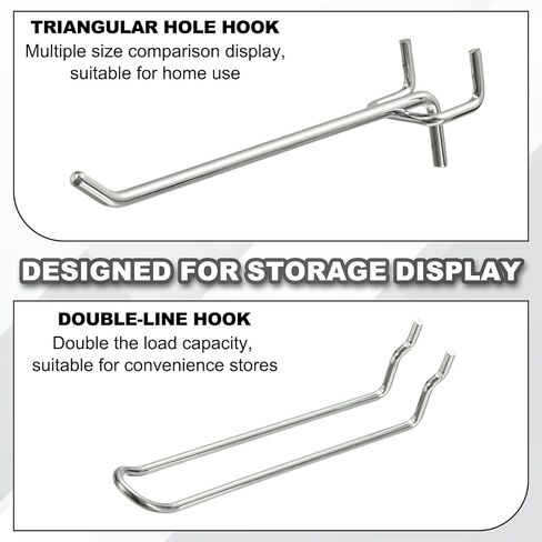 uxcell 12 Pcs Pegboard Hooks, 7.9 Inch Peg Board Hooks Kit Fit 1/5" Pegboard Garage for Hanging Shelving Tool Storage Craft Organizing, Silver Tone (1mm Hole Dia) in Saudi Arabia