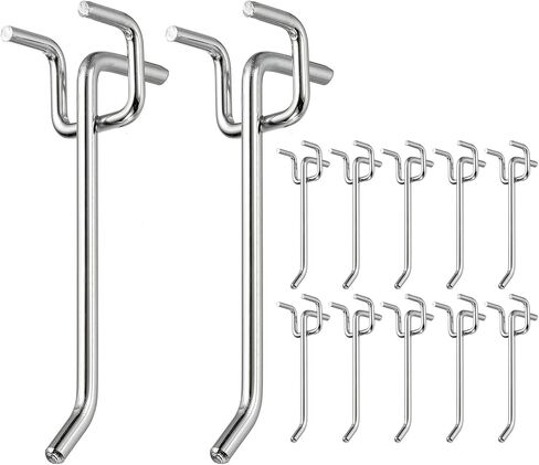 uxcell 12 Pcs Pegboard Hooks, 7.9 Inch Peg Board Hooks Kit Fit 1/5" Pegboard Garage for Hanging Shelving Tool Storage Craft Organizing, Silver Tone (1mm Hole Dia) in Saudi Arabia