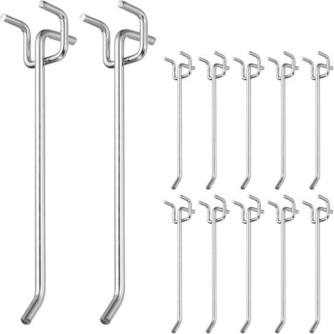 uxcell 12 Pcs Pegboard Hooks, 7.9 Inch Peg Board Hooks Kit Fit 1/5" Pegboard Garage for Hanging Shelving Tool Storage Craft Organizing, Silver Tone (1mm Hole Dia) in Saudi Arabia