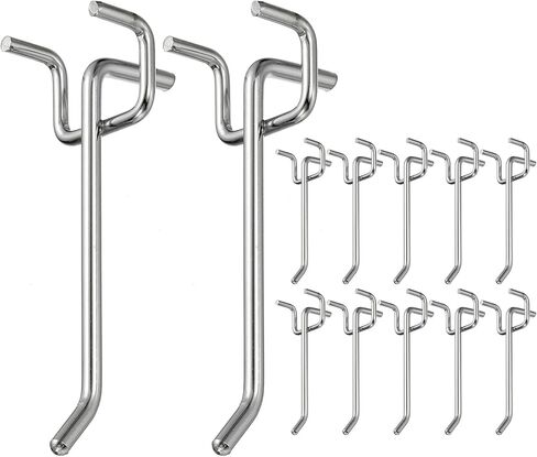 uxcell 12 Pcs Pegboard Hooks, 7.9 Inch Peg Board Hooks Kit Fit 1/5" Pegboard Garage for Hanging Shelving Tool Storage Craft Organizing, Silver Tone (1mm Hole Dia) in Saudi Arabia
