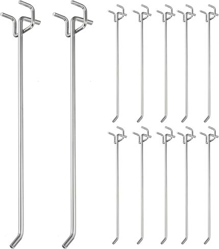uxcell 12 Pcs Pegboard Hooks, 7.9 Inch Peg Board Hooks Kit Fit 1/5" Pegboard Garage for Hanging Shelving Tool Storage Craft Organizing, Silver Tone (1mm Hole Dia) in Saudi Arabia