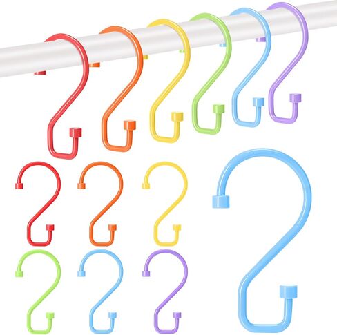 Wenqik 12 Pcs Colorful S Hooks Hanging Stainless Steel Multi Functional Metal Hanging Hooks Reversible Metal S Shaped Hook for Kitchen, Garden, Bathroom, Indoor, Outdoor (Safety Buckle,3.55 Inches) in Saudi Arabia