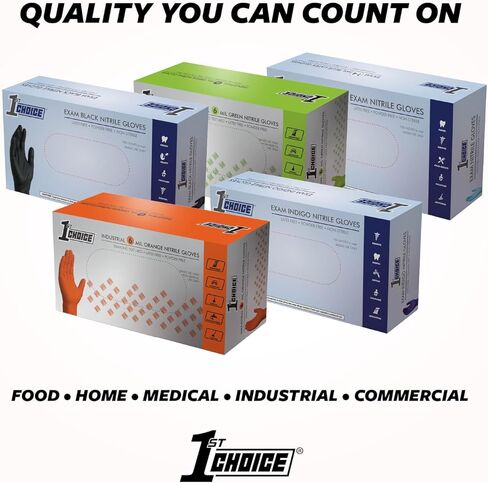 قفازات النتريل من فرست تشويس، للاستعمال مرة واحدة، خالية من اللاتكس، سوداء، 6 مل، صناعية، للميكانيكا والتنظيف والسيارات والاستخدام المنزلي in Kuwait