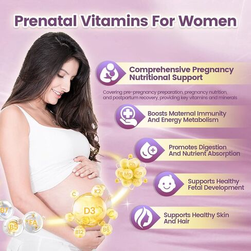 VivoNu Prenatal Vitamins for Women, Vitamin D3, K2, B6, B12, C with Folic Acid, DHA, Choline, Probiotic, Iron, Calcium, Zinc & Magnesium, 300 Pregnancy Multivitamin Softgels (1 Bag / 300 softgels) in Kuwait