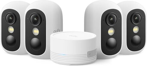eufy Security eufyCam C35 2-Cam Kit, Wireless Security Indoor/Outdoor Camera, Magnetic Mount, Color Night Vision, Local Storage, No Monthly Fee, IP67, Facial Recognition, Solar Panel Compatible, Black in Kuwait