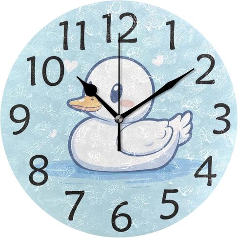 IRYULJX Lovely Yellow Duck Silent Wall Clocks Battery Operated for Living Room 9.8 inch, Non-Ticking Decorative Clock for Bedroom Wall Decor, Home, Study Room, Office, School in Saudi Arabia
