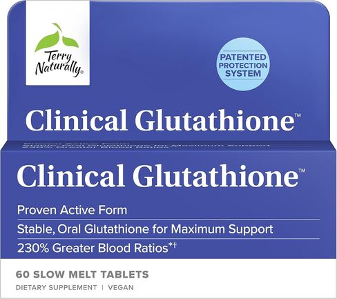 Terry Naturally Clinical Glutathione - Antioxidant Supplement for High Absorption - Dietary Supplement with L-Glutathione - Vegan Supplement to Support Cell Health - 60 Slow Melt Tablets (Pack of 2) in Saudi Arabia